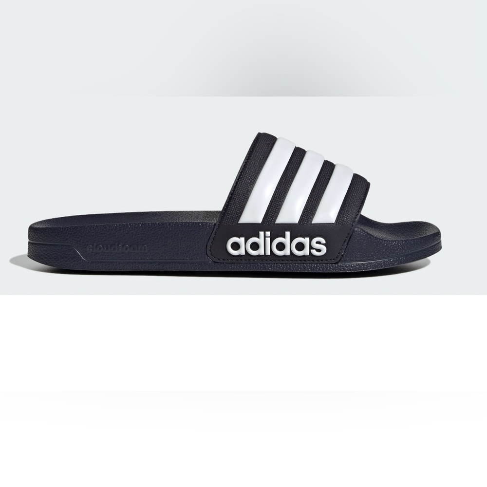 Adidas Black and White Cloudfoam Slides